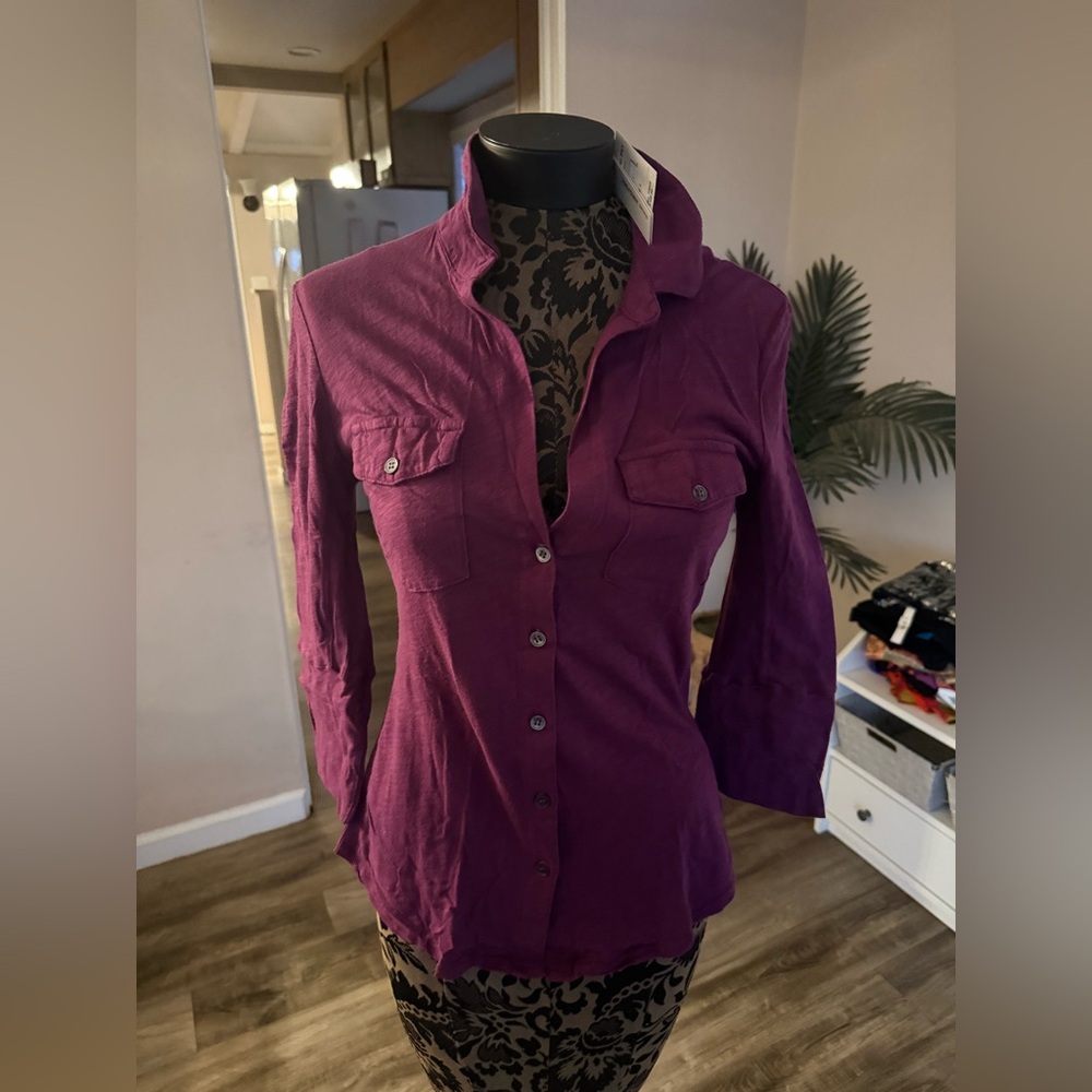 James Perse Rich Purple Button-Down Shirt